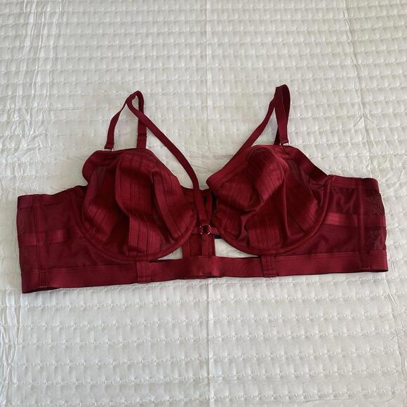Torrid Curve Plus Size 4 Red Overt Strappy Mesh Bra Longline Bralette - Picture 2 of 11